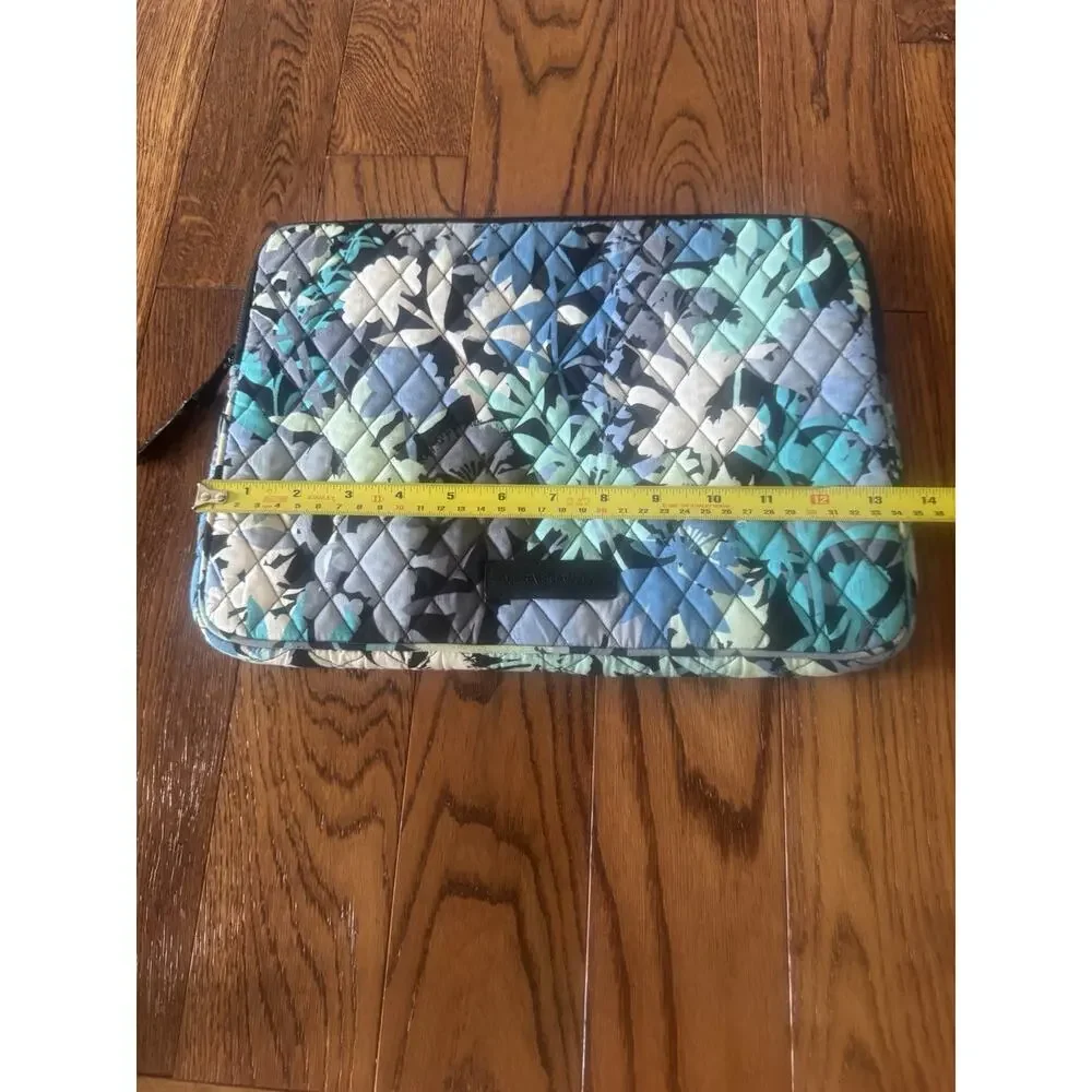 Vera Bradley Laptop Sleeve Camofloral Blue Padded Quilted Abstract Retired